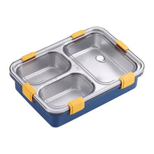 Load image into Gallery viewer, Lunch Box Sealed Leakage Proof Stainless Steel Lunch Box with Fork,Chopstick &amp; Spoon Lid Office Food Container 3 Compartment for School Kids and Adults
