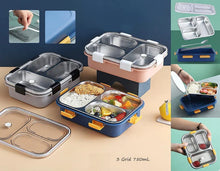 Load image into Gallery viewer, Lunch Box Sealed Leakage Proof Stainless Steel Lunch Box with Fork,Chopstick &amp; Spoon Lid Office Food Container 3 Compartment for School Kids and Adults

