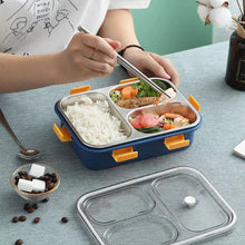 Load image into Gallery viewer, Lunch Box Sealed Leakage Proof Stainless Steel Lunch Box with Fork,Chopstick &amp; Spoon Lid Office Food Container 3 Compartment for School Kids and Adults
