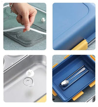 Load image into Gallery viewer, Lunch Box Sealed Leakage Proof Stainless Steel Lunch Box with Fork,Chopstick &amp; Spoon Lid Office Food Container 3 Compartment for School Kids and Adults
