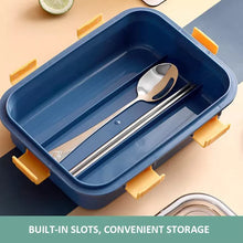 Load image into Gallery viewer, Lunch Box Sealed Leakage Proof Stainless Steel Lunch Box with Fork,Chopstick &amp; Spoon Lid Office Food Container 3 Compartment for School Kids and Adults
