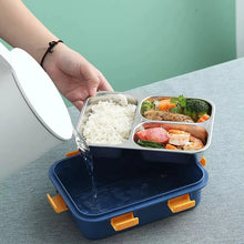 Load image into Gallery viewer, Lunch Box Sealed Leakage Proof Stainless Steel Lunch Box with Fork,Chopstick &amp; Spoon Lid Office Food Container 3 Compartment for School Kids and Adults
