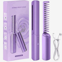 Load image into Gallery viewer, Meneflix Portable Mini Hair Straightener Cordless Rechargeable Mini Adjustable Hair Straightener Hot Comb
