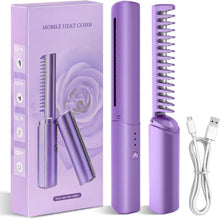 Load image into Gallery viewer, Meneflix Portable Mini Hair Straightener Cordless Rechargeable Mini Adjustable Hair Straightener Hot Comb

