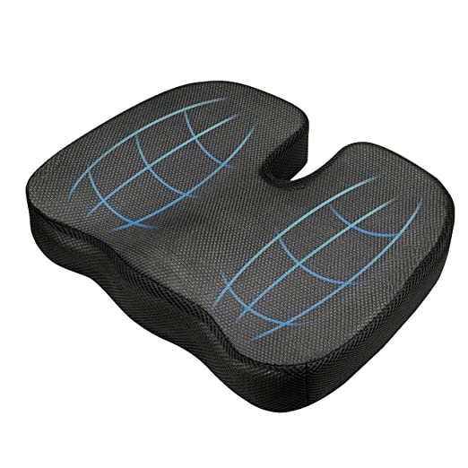 HR Foam Coccyx Orthopaedic Seat Cushion for Relief from Lower Back, Sciatica, Tailbone, Lumbar Pain (Black)