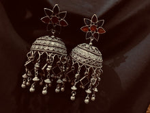 Load image into Gallery viewer, SET OF 6 MUST-HAVE OXIDISED JHUMKAS WITH FREE 2 RINGS COMBO
