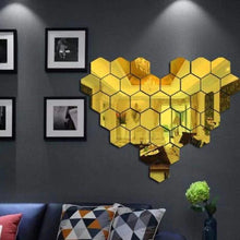 Load image into Gallery viewer, Mirror Wall Sticker- 3D Hexagon Mirror Wall Stickers for Home &amp; Offices.(Pack of 15)
